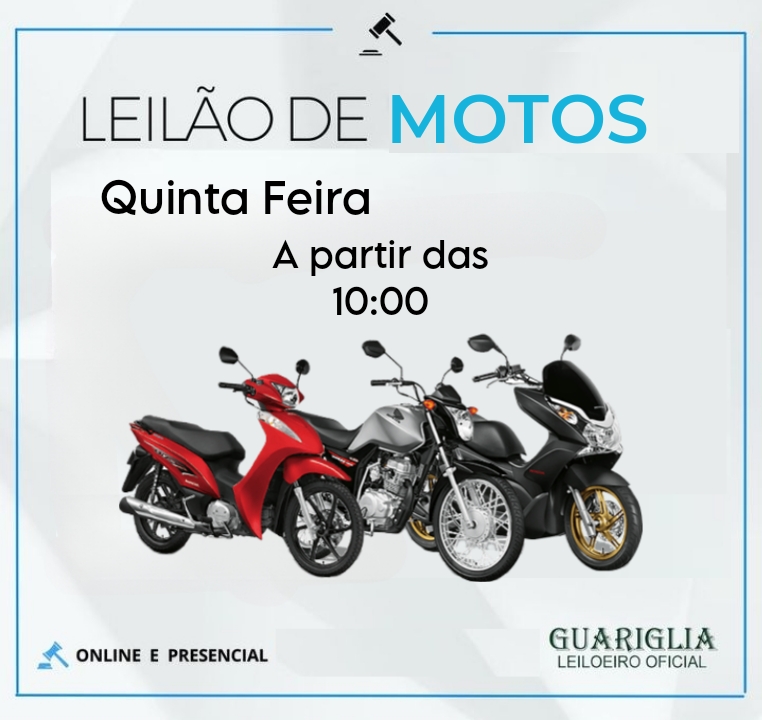 LEILÕES DE VEÍCULOS RECUPERADOS DE FINANCIAMENTOS -  26/09/2024 Motos